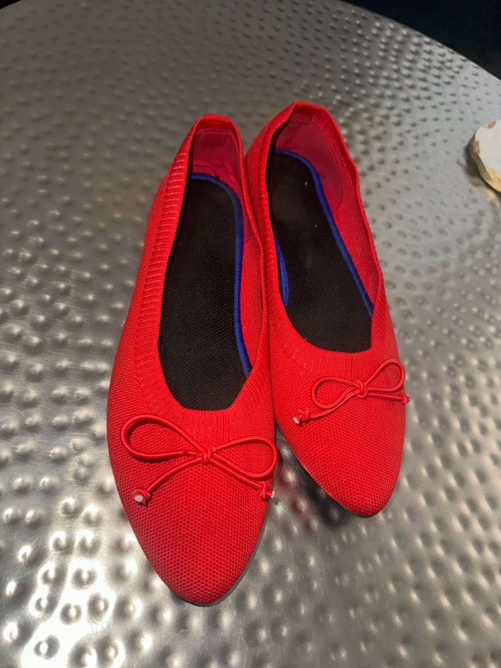 Women’s Red Pointed Toe Knit Ballet Flats size 40.5 - Picture 4 of 4